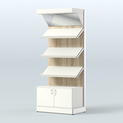 Стеллаж для хлеба и выпечки с тремя наклонными полками, накопителем и фризом Феникс №11ФН, Белый + Дуб Сонома