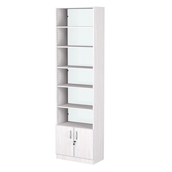 Стеллаж из ДСП с 5-ю полками 300x600 мм серии LEVEL-5 №5-1 (З/C - СТЕКЛО), Ясень Анкор светлый