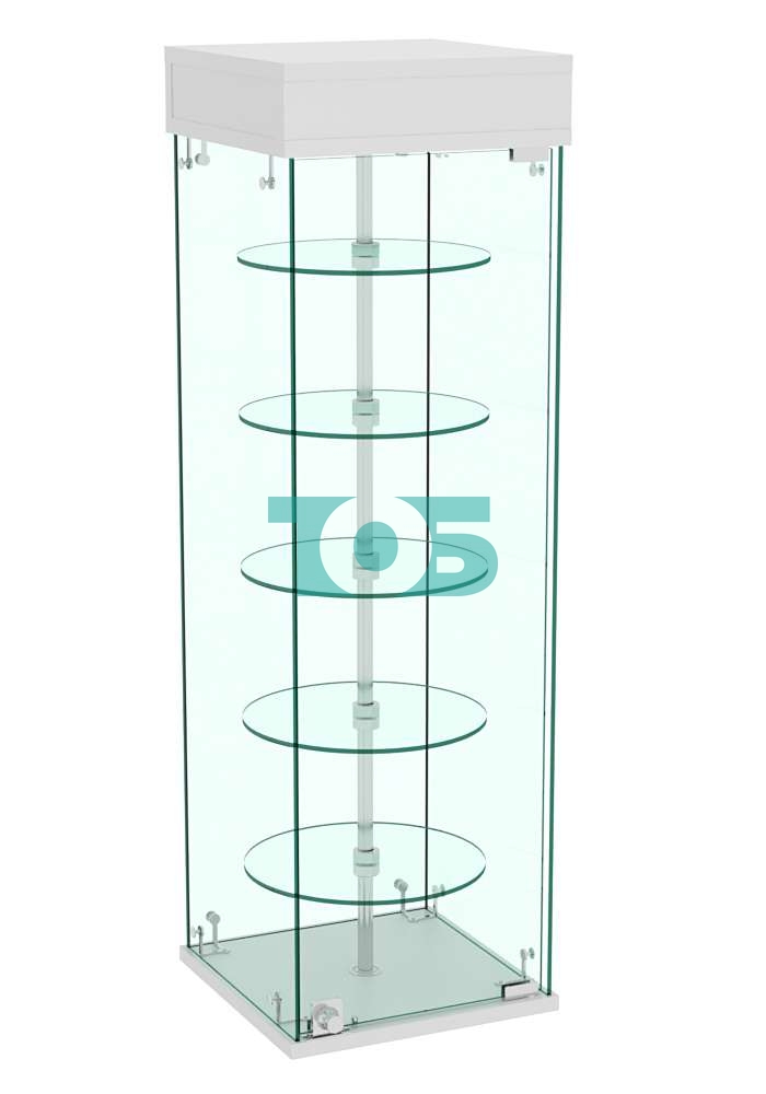 Витрина РОТАЦИЯ настольная с вращающимися полками №23-5 (прозрачная) Cерый