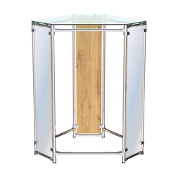 Вешало Прогресс №3-2 островной (с прозрачной полкой стекло 8 мм и зеркалами), Дуб Золотистый