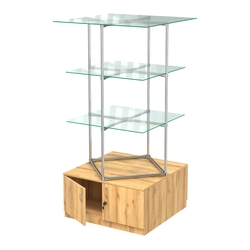 Торговые стенды Экспозиция с полками и тумбами №1 (с двумя стеклянными полками 6мм), Дуб Золотистый