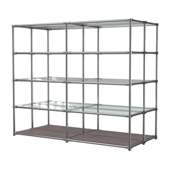 Хромированное вешало ПЛАТФОРМА №4-1 с полками стекло 6мм, Ясень Анкор темный - U31105