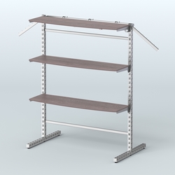 Система ЭЛЕГАНТ островная четырёх-сторонняя с полками ДСП №15г, Ясень Анкор темный
