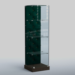 Низкая стеклянная витрина КАПИТОНЕ №1-ХП, Дуб Венге  + Велюр Tiffany 10 Dk. Green