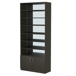 Стеллаж из ДСП с 6-ю полками 350x900 мм серии LEVEL-6 №13-2 (З/C - ЗЕРКАЛО), Черный