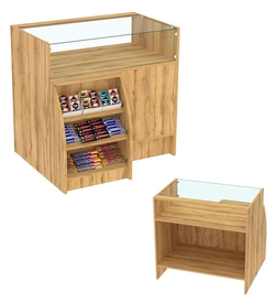 Торговый кассовый прилавок импульсных покупок малый с полками Импульс №3-1-450, Дуб Золотистый