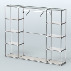 Торговая система ХРОМ без ДСП 2430 мм с зеркальными полками и поручнями №11, Метрополитан Грей