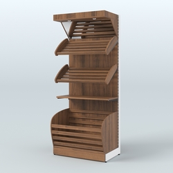 Стеллаж для хлеба и выпечки с нижней корзиной - накопителем и фризом Феникс №12ФК, Орех