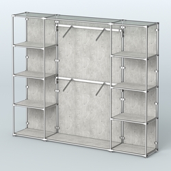 Торговая система ХРОМ (задняя стенка - ДСП) 2430 мм с полками ДСП и поручнями №7, Метрополитан Грей