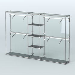 Торговая система ХРОМ (задняя стенка - стекло) 3030 мм с тонированными полками и поручнями №8, Темно-Серый