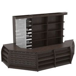 Комплект кассовой зоны со скошенным фасадом и стеллажом под сигареты большой №3-1, Дуб Венге