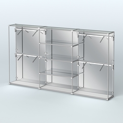 Торговая система ХРОМ (задняя стенка - зеркало) 3600 мм с зеркальными полками и поручнями №5, Серый