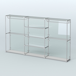 Торговая система ХРОМ (задняя стенка - стекло) 3600 мм с зеркальными полками и поручнями №2, Серый