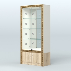 Витрина выставочная с декором №ВБА-3С, Белый + Дуб Сонома