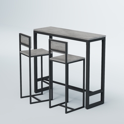 Комплект барный стол "Кофе-брейк" №8 и стулья, Бетон Чикаго светло-серый F186 ST9