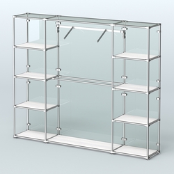 Торговая система ХРОМ (задняя стенка - стекло) 2430 мм с полками ДСП и поручнями №11, Ясень Анкор светлый