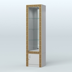 Витрина зеркальная с декором №ВБА-4, Серый