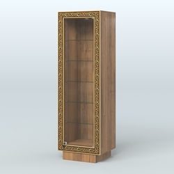 Низкая прямоугольная витрина с декором НБА-501, Орех