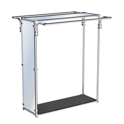 Хромированный прямоугольный стенд-вешало, торец-зеркало ZTD-38 №1-4 с полкой Зеркало 4 мм, Антрацит