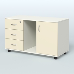 Тумба сервисная левая (на опорах) Камелот, Белый + Крем Вайс