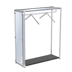 Хромированный стенд- в центр зала, торец-зеркало ZTD-12 №1-4 с полкой Зеркало 4 мм, Черный