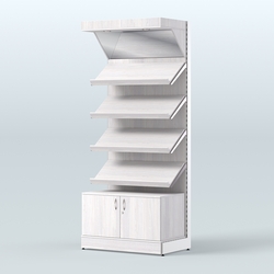 Стеллаж для хлеба и выпечки с четырьмя наклонными полками, накопителем и фризом Феникс №13ФН, Ясень Анкор светлый