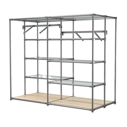 Хромированное вешало ПЛАТФОРМА №3-1 с полками стекло 6мм, Дуб Сонома