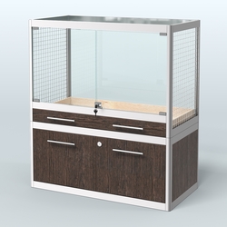 Витрина низкая для продажи средних млекопитающих в зоомагазин серии КУНЬИ-01, Дуб Венге