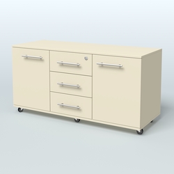 Тумба сервисная с 3 ящиками с замком и 2 фасадами Индиго Вуд, цвет дуб темный + белый, Крем Вайс