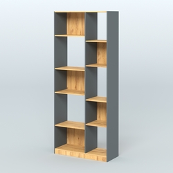 Стеллаж из ДСП серии ЛОФТ №9-1, Темно-Серый  + Дуб Золотистый