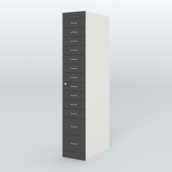 Рецептурный шкаф для аптек METACASE №1 глубиной 800 мм (13 ящиков), Белый и Черный