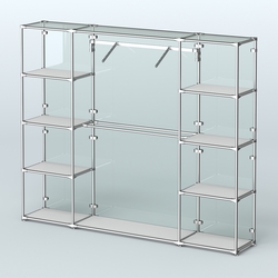 Торговая система ХРОМ (задняя стенка - стекло) 2430 мм с полками ДСП и поручнями №11, Серый