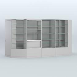 Угловой торговый павильон из ДСП СЭСП №6 (8, 82 кв.м), Серый