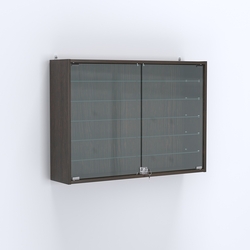 Витрина настенная №203-5А широкая с пятью стеклянными полками, Дуб Венге