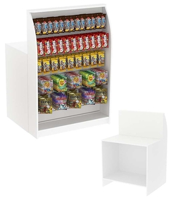 Высокий торговый кассовый прилавок под вывеску товаров импульсных покупок Импульс №2-2-900, Белый