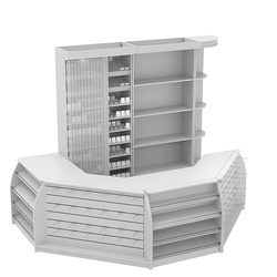 Комплект кассовой зоны со скошенным фасадом и стеллажом под сигареты средний №2-1, Серый