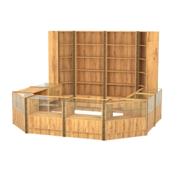 Торговый островок с выкатным прилавком и молдингами №4 (5,38 кв.м), Дуб Золотистый