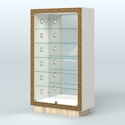 Низкая торговая витрина с декором НБА-507С, Белый + Дуб Сонома