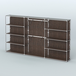 Торговая система ХРОМ (задняя стенка - ДСП) 3600 мм с полками ДСП и поручнями №6, Дуб Венге