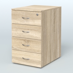 Тумба приставная для компактных столов 4 ящика с замком Тарли, Дуб Сонома