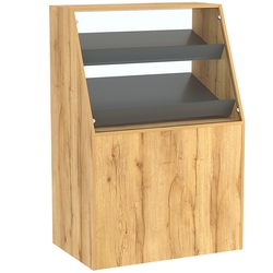 Торговый прилавок для выпечки с двумя наклонными полками серии BAKERY №1 , Дуб Золотистый и Темно-Серый