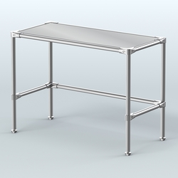 Стол средний D-42 с полкой зеркало 4мм, Серый