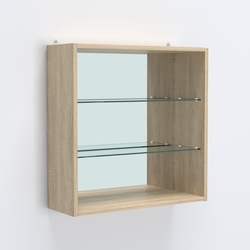 Витрина настенная №201-2Г открытая с зеркалом, Дуб Сонома