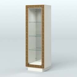 Низкая витрина с декором и тремя прозрачными полками НБА-3, Белый