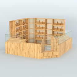 Угловой павильон из ДСП для торговли хлебом и выпечкой №5, Дуб Золотистый и Крем Вайс