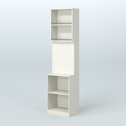 Специализи- рованный стеллаж из ДСП под врезные краны с высокой антресолью для магазина разливного пива и рыбы BEER&FISH-СПД-03-600, Белый