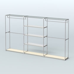 Торговая система ХРОМ без ДСП 3600 мм с зеркальными полками и поручнями №2, Крем Вайс