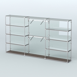 Торговая система ХРОМ (задняя стенка - стекло) 3600 мм с зеркальными полками и поручнями №6, Дуб Венге