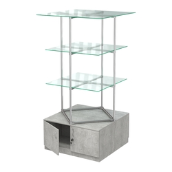 Торговые стенды Экспозиция с полками и тумбами №1 (с двумя стеклянными полками 6мм), Метрополитан Грей