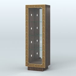 Низкая витрина с декором и диодной подсветкой НБА-3С, Дуб Венге